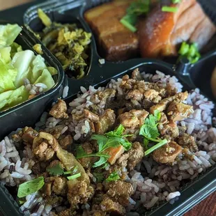 Braised pork belly bento