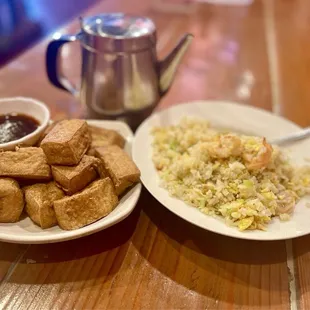 Fried Tofu and Shrimp Fried Rice