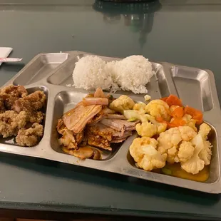 a tray of food on a table