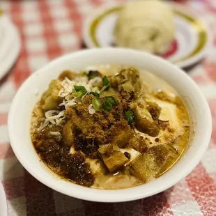 a bowl of food on a table