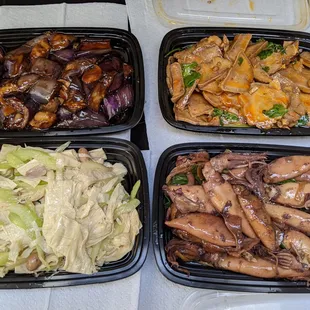 Eggplant, tofu skin, squid, and cow tongue