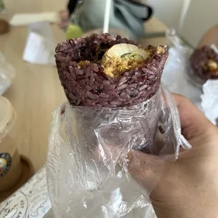 Purple Sticky Rice Roll with Swordfish Floss