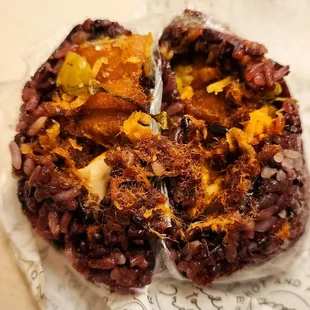 Purple Sticky Rice Roll with Pork Floss