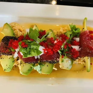 tuna, avocado, and rice