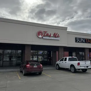 the outside of a sun taj