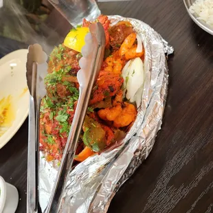 Tandoori mixed grill lamb, shrimp, chicken