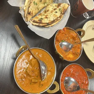 BUTTER CHICKEN, LAMB KORMA, TOFU TIKKA MASALA, GARLIC NAAN