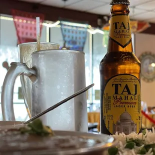 Goat curry and Taj Mahal lager