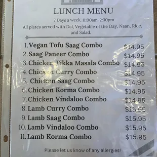 Lunch special as of 3/19/2024