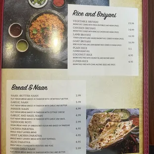 Rice and Bread options