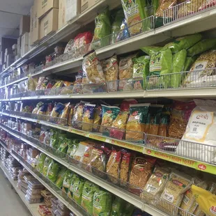 shelves of food