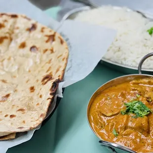 Chicken Tikka Masala with some rice and roti