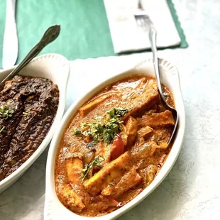 Saag Paneer and Paneer Makhani