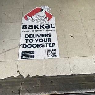 a sign on the floor