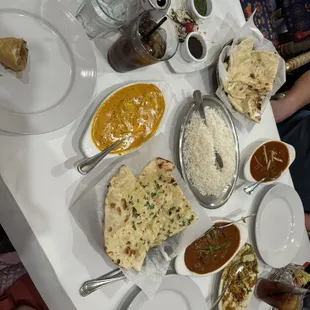Chicken Tikka Masala, rice, naan, chicken curry. Sooo good.