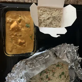 Chicken Korma and Garlic Naan, delicious!