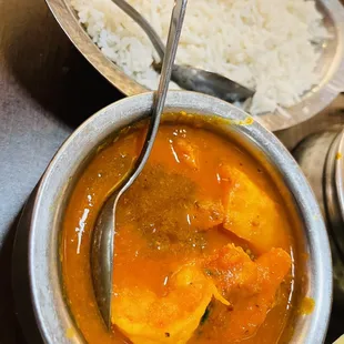 a bowl of curry and rice