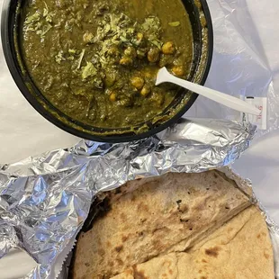Channa Saag, Tandoori Roti