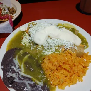 Chicken enchiladas. Lunch specials ALL DAY on weekdays.