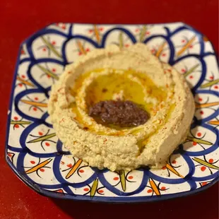 Hummus with Tapenade and Olive oil