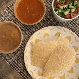 To go plated at home - Tah Dig with 2 Toppings and Shirazi Salad