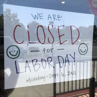 closed for labor day