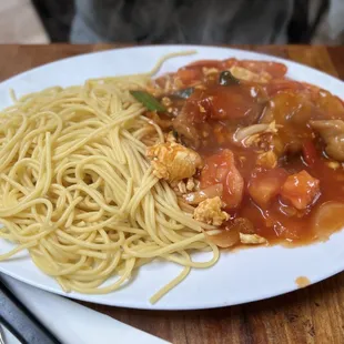 Pork Chop With Rice Or Spaghetti