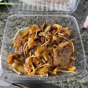 Beef noodle one order $12.50  look like left over