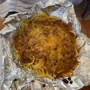 baked meat sauce spaghetti
