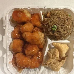 Special combo W. Sweet and Sour Chicken, Cream Cheese Puffs, Fried Rice Combo
