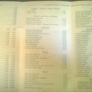Takeout menu - inside. Received July 2015