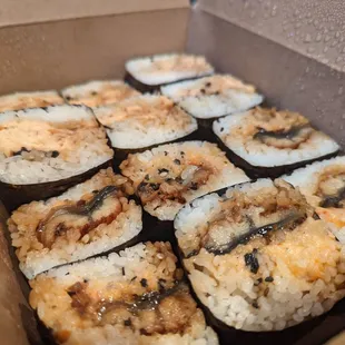 Unagi Crawfish and Salmon Belly Musubi~