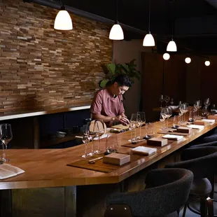 interior, sushi and sashimi