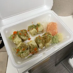 Godzilla Roll and tuna sashimi