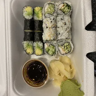 Avocado Roll &amp; shrimp cucumber roll