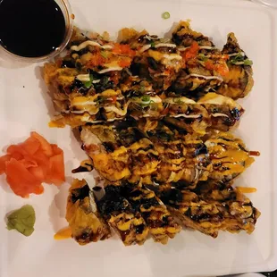 Godzilla roll and white Christmas roll. 1/2 price on sunday!!