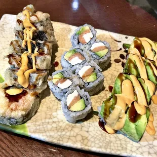 a variety of sushi on a plate