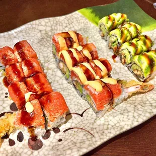 three different types of sushi