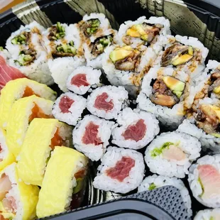 Sushi platter... Rainbow Roll, dragon roll ... many more
