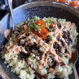 Volcano Roll (trust me, there's a roll under there)