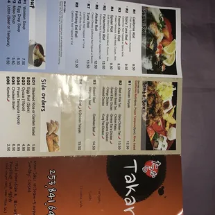 The menu brochure