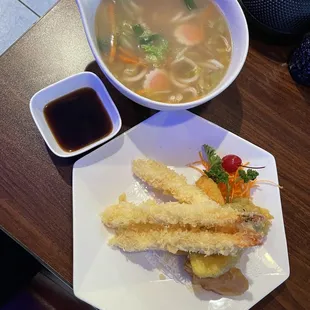 Shrimp tempura udon