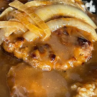 side order homemade hamburger patty and gravy