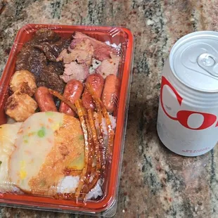 Smoked bento, delicious and cheap.  $11.50 and includes 1 drink.