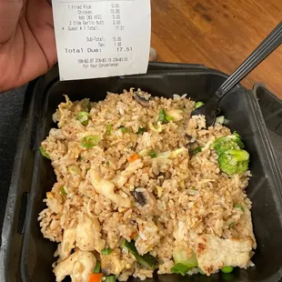 Fried rice with chicken and added grilled veggies