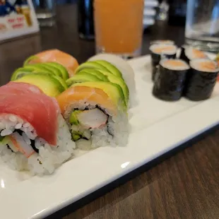 Rainbow roll and Salmon roll