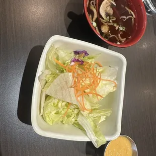 Clear soup lunch and salad with bento box