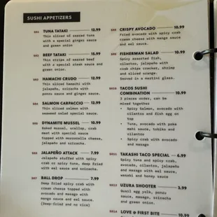 menu