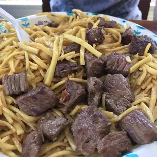 Steak and noodles