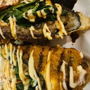 Crab and shrimp sushi fried burrito.